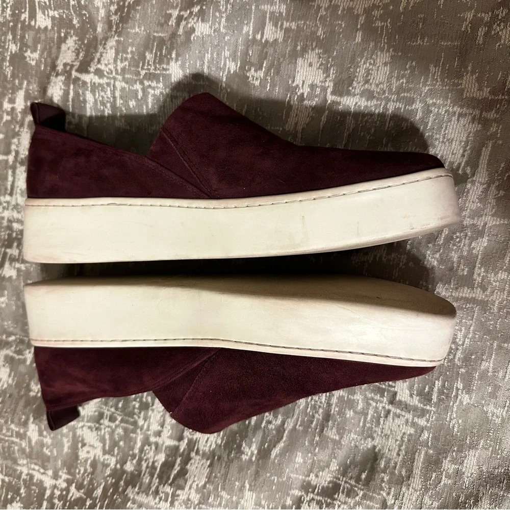 Vince Saxon 2 Slip On Platform Plum Suede Sneakers Sz 8